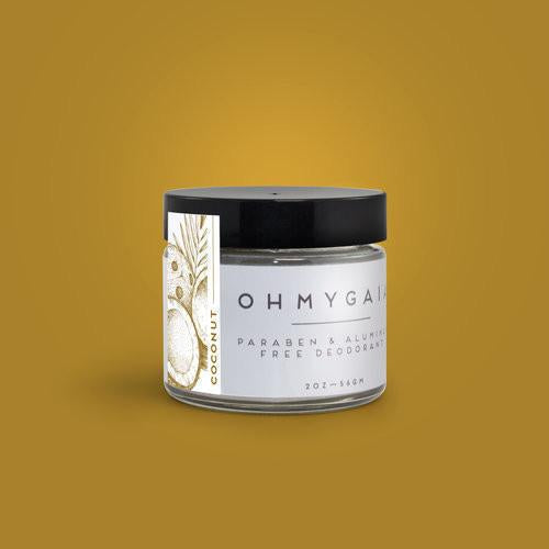 Coconut Natural Deodorant - Coconut oil and shea butter handcrafted deodorant in a glass jar with wooden applicator