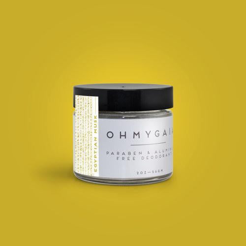Egyptian Musk Natural Deodorant - earthy, musky handcrafted deodorant in glass jar with wooden applicator