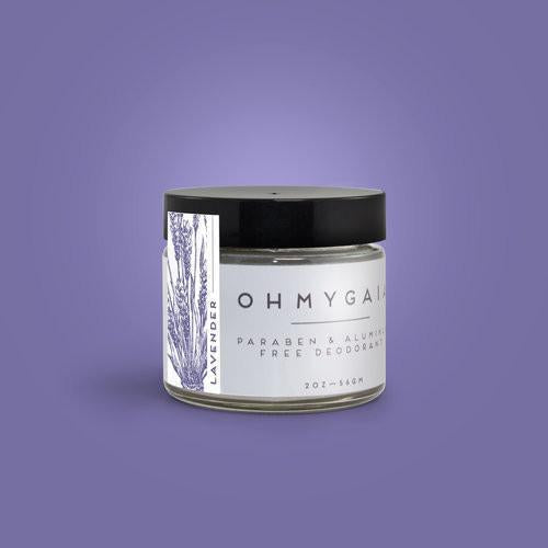 Lavender Natural Deodorant, a natural deodorant handmade by OhMyGaia. Floral scent with coconut oil and shea butter.