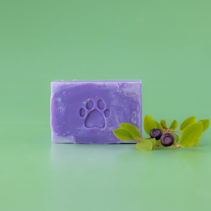 Huckleberry Hound Dog Shampoo - floral, herbal, and berry scented handcrafted dog shampoo bar with coconut and olive oils