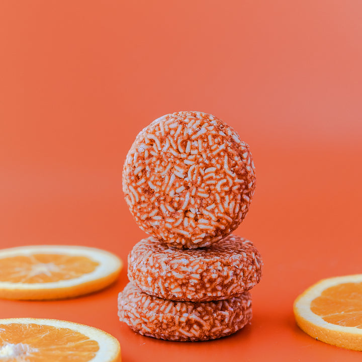 Orange Peel Shampoo Bar - Citrus handcrafted shampoo bar with argan oil, oat oil, and orange peel powder