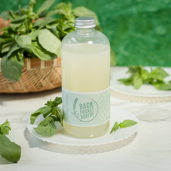 Basil Liquid Soap - herbal handcrafted liquid soap with basil essential oil, coconut oil, and olive oil in recyclable bottle