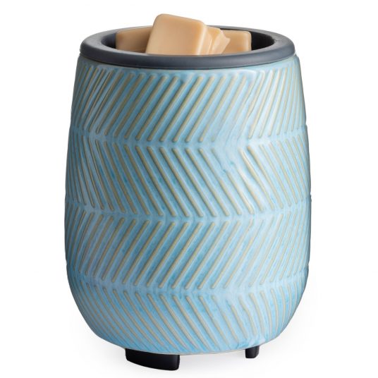 Wax Warmer with Silicone Dish - Blue Herringbone