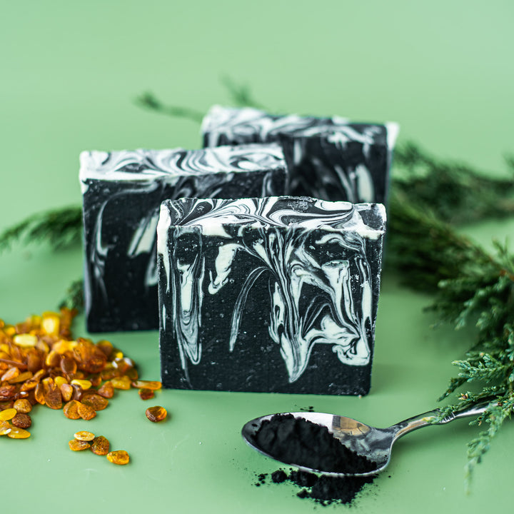 Cedar Grove Soap - Woodsy musky handcrafted bar soap with cedarwood essential oil and coconut charcoal