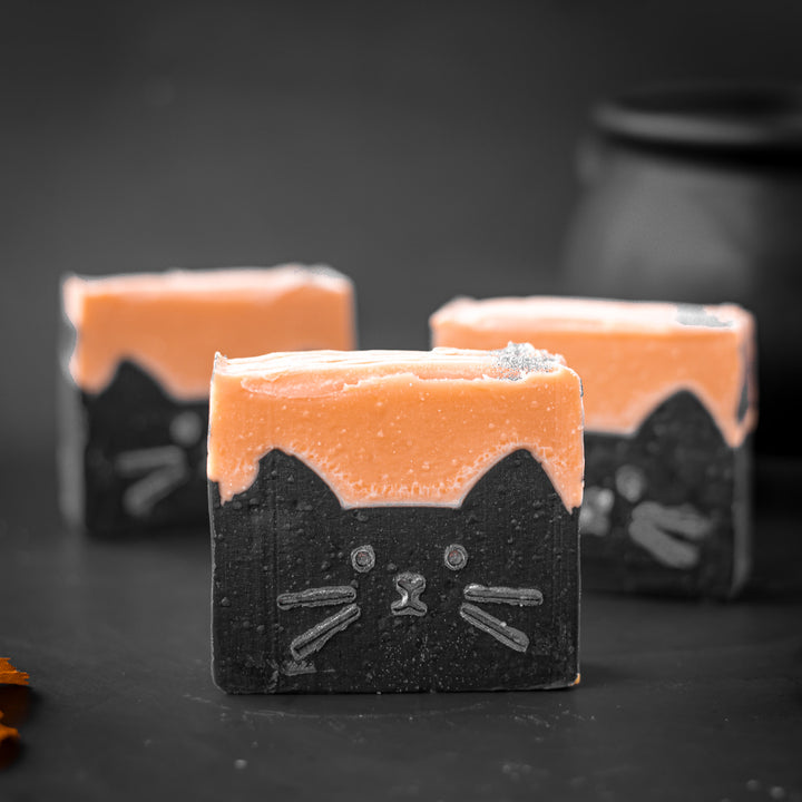 Scaredy Cat Soap - citrus and spicy foodie scent handcrafted bar soap made with sustainable palm, coconut and olive oils