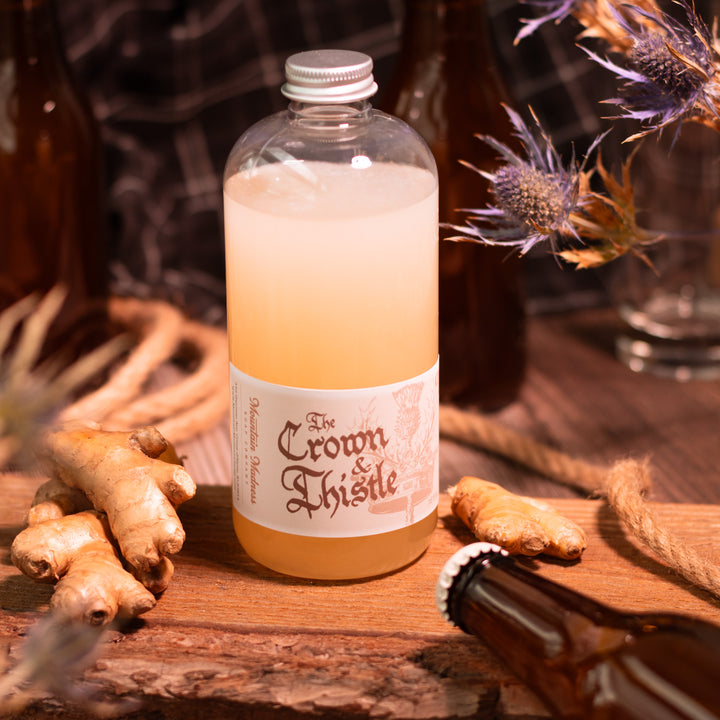 Crown & Thistle Beer + Ginger Liquid Soap, handcrafted liquid soap. Earthy, herbal, spicy scent with coconut and olive oils.