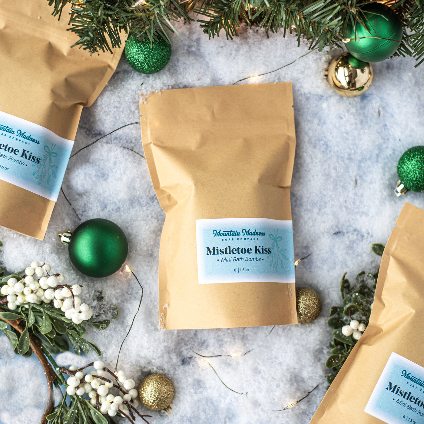 Mini Bath Bombs- Mistletoe Kiss (set of 6)