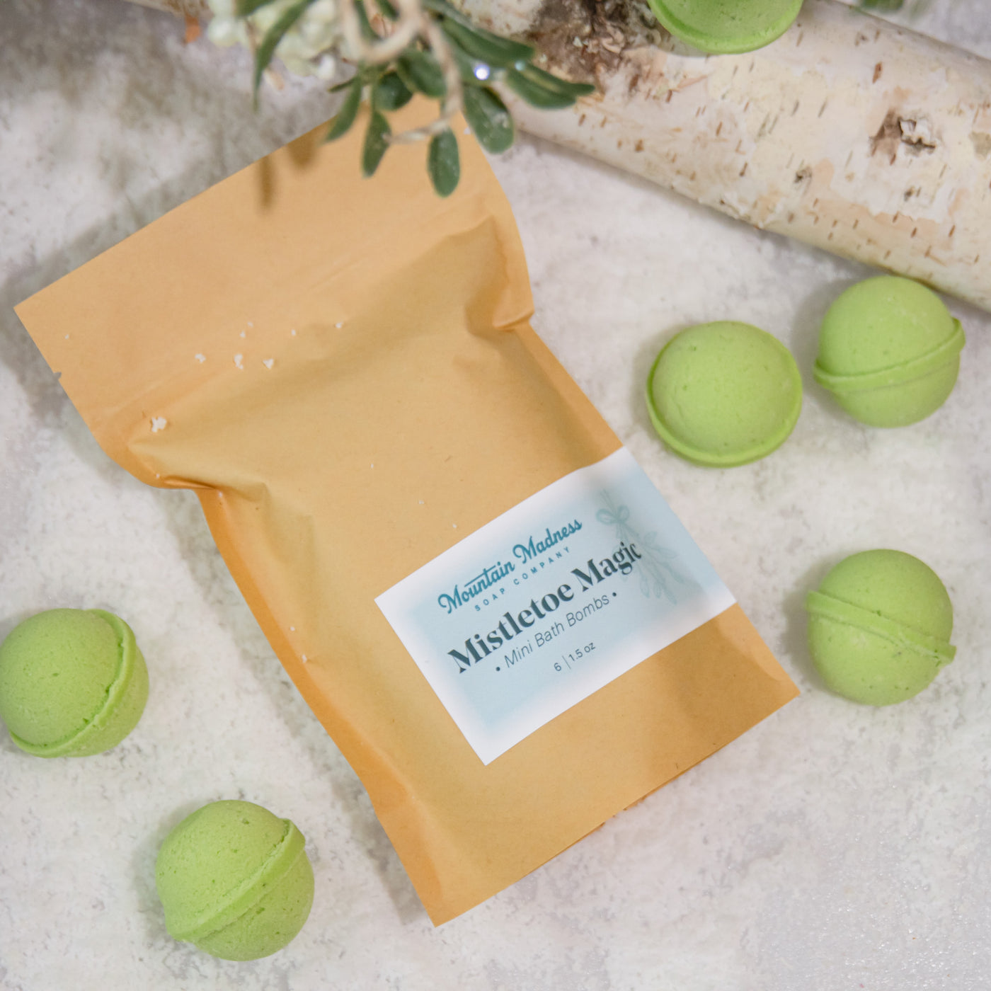 Mini Bath Bombs- Mistletoe Magic (set of 6)