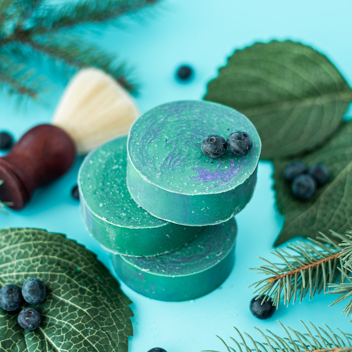 Mountain Shaving Soap - Berry and woodsy handcrafted shaving soap with bentonite clay and sustainable palm oil
