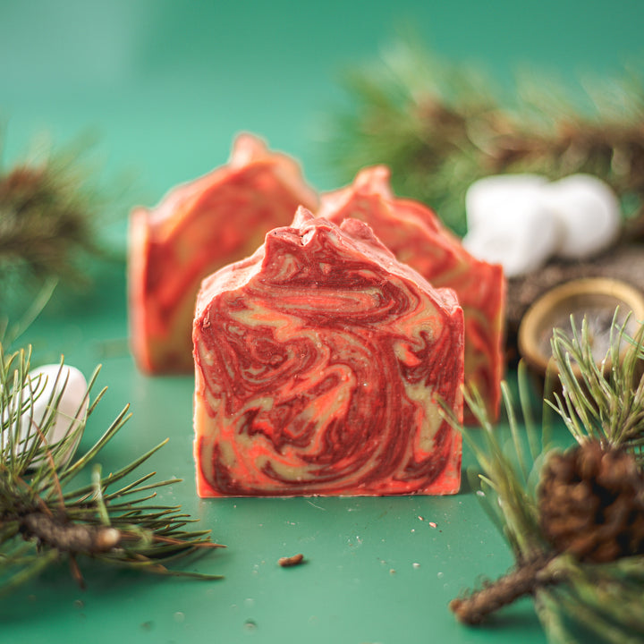 Campfire Soap, a handcrafted bar soap. Woodsy scent with coconut oil, olive oil, and sustainable palm oil.