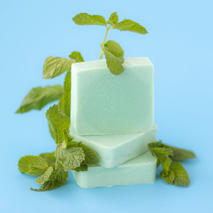 Peppermint Pumice Soap - Minty herbal handcrafted bar soap with pumice and essential oils