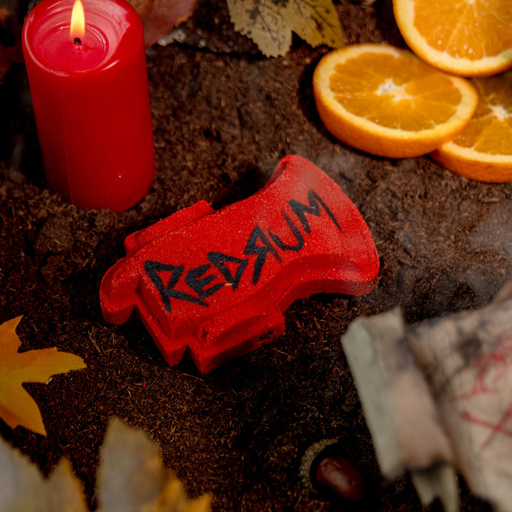 RedRum Bath Bomb, a handcrafted bath bomb. Citrus scent with cocoa butter, olive oil, and Epsom salt.