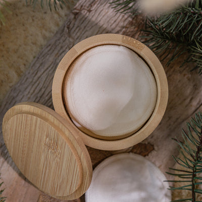 Reusable Facial Rounds with Wash Bag and Bamboo Storage Box