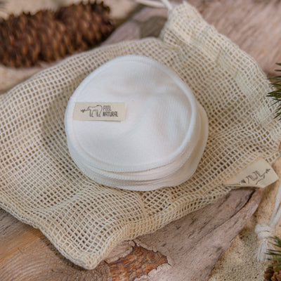 Reusable Facial Rounds with Wash Bag and Bamboo Storage Box