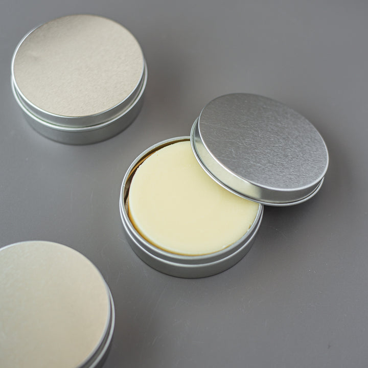 Round Travel Tin, a storage tin. Designed to hold one bar for travel and dry storage.