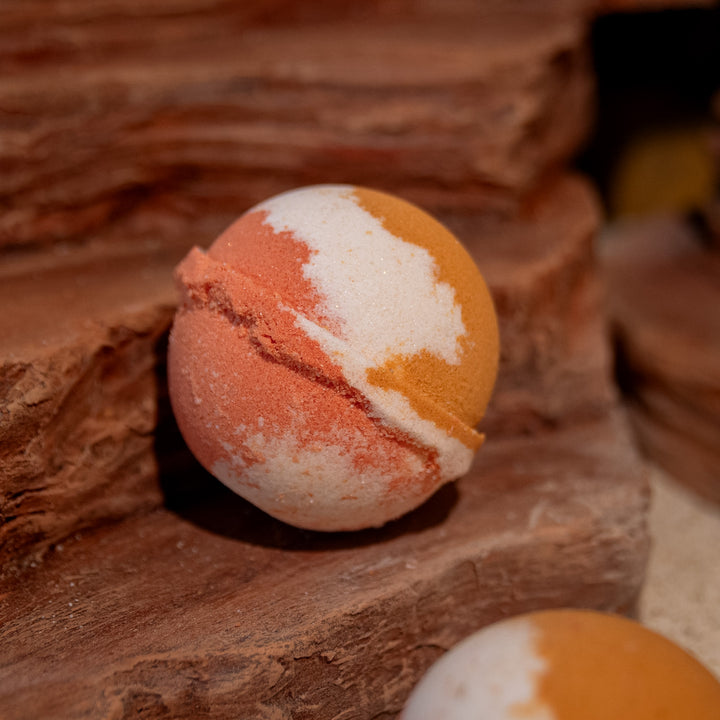 Sandstone Canyon Bath Bomb - clean, fresh, and herbal handcrafted bath bomb with olive oil, cocoa butter, and calendula