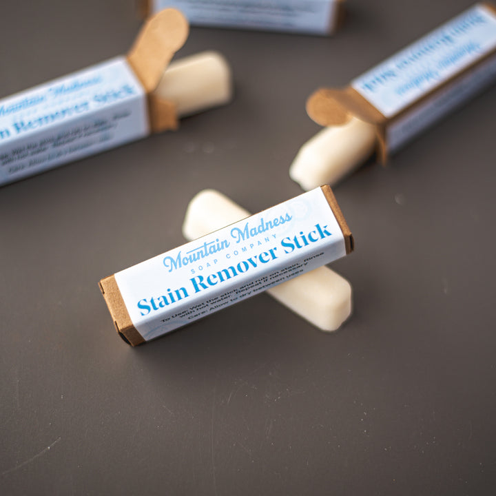 Stain Remover Stick - unscented handcrafted stain remover made with saponified coconut oil and washing soda