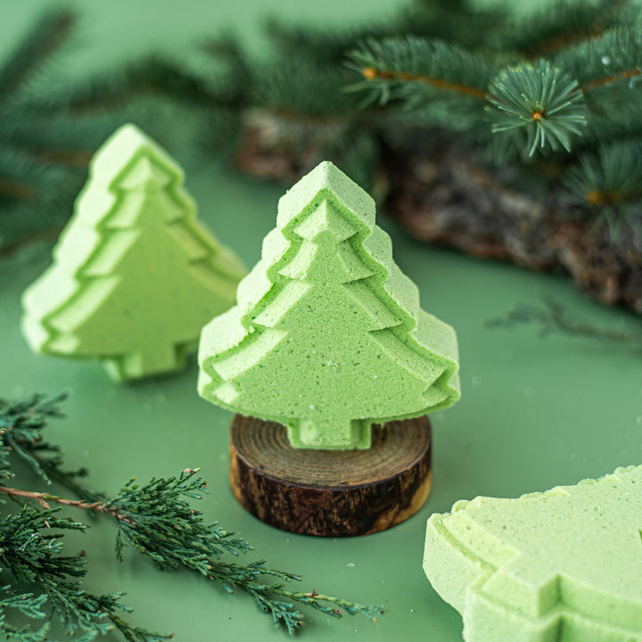 Tree Hugger Bath Bomb - woodland-scented handcrafted bath bomb with cedarwood, pine, and eucalyptus essential oils
