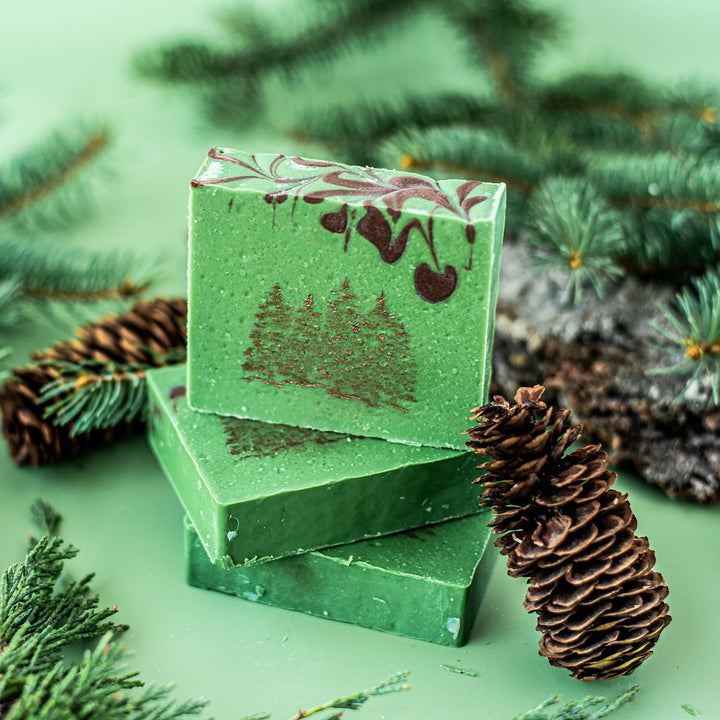 Tree Hugger Soap - Woodsy cedarwood, pine, and eucalyptus handcrafted bar soap with sustainable palm oil