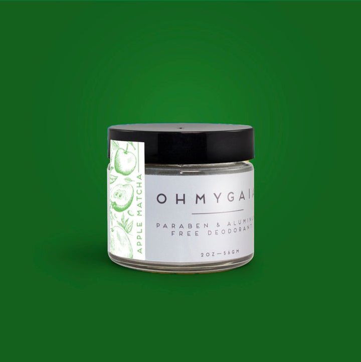 Apple Matcha Natural Deodorant, a natural deodorant handmade by OhMyGaia. Fruity, clean and fresh scent.