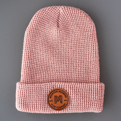 Waffle Knit Beanie with Vegan Logo Patch