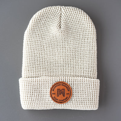 Waffle Knit Beanie with Vegan Logo Patch